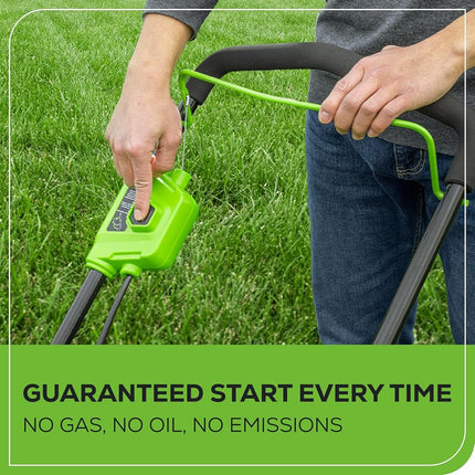 Greenworks 40V 16" Brushless Cordless (Push) Lawn Mower + Blower (350 CFM), 4.0Ah Battery and Charger Included (75+ Compatible Tools)