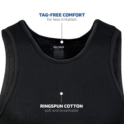 GILDAN Men's A-shirt Tanks, Multipack, Style G1104 Undershirt, Black/Sport Grey/Charcoal (5-pack), L UK
