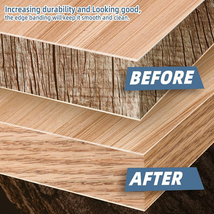 ZYJT Red Oak Edge Banding, 5/8 inch x 50ft roll of Veneer Edge Banding, Pre-glued Flexible Real Wood Tape for Cabinet Repair & Furniture Restoration