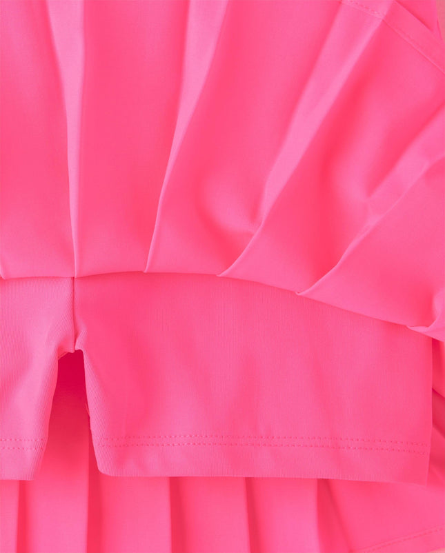 The Children's Place Girls' Athletic Pull on Tennis Skorts, Neon Peony Pleated, XX-Large