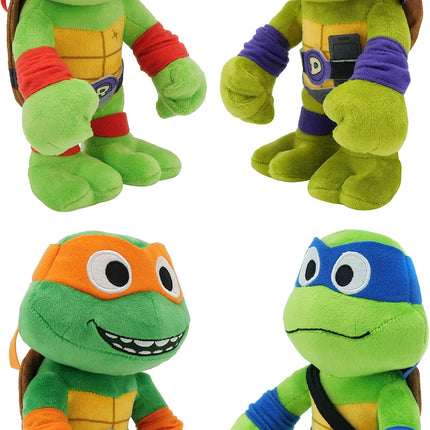 Mattel Tortugas Ninja Mutantes Adolescentes: Caos Mutante Peluches Paquete de 4 de Leonardo, Michelangelo, Raphael y Donatello de 8 Pulgadas, Película TMNT