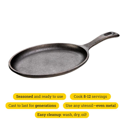 Lodge LOS3 Cast Iron Oval Serving Griddle