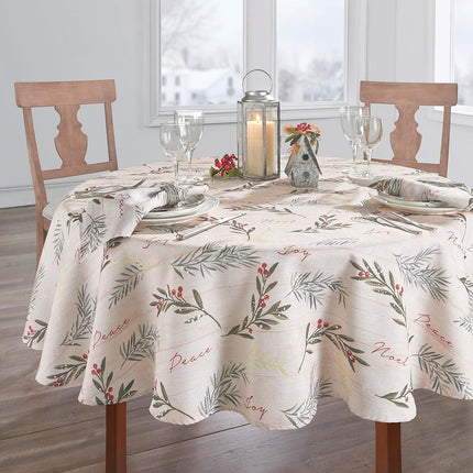 Elrene Home Fashions Holiday Holly Tree Trimmings Christmas Round Tablecloth, 70", Multi