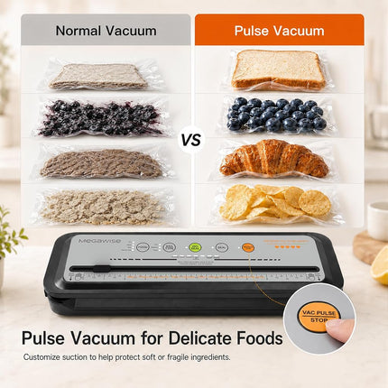 MEGAWISE Multi-Function Vacuum Food Sealer for Meal Prep, Built-In Cutter