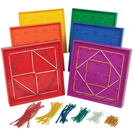 edxeducation Double-Sided Geoboard Set, Set of 6 w