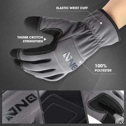 DNA MOTORING 2 pares de guantes multiusos de mecánico, flexibles y transpirables con nudillos acolchados, guantes de trabajo, gris, TOOLS-00581