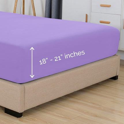 Elegant Comfort 1500 Premium Hotel Quality 18-21 Inches Deep - Extra Deep Pocket Single Fitted Sheet for High Mattress, Luxury and Softest, Smart Pocket - Wrinkle Free, California King, Lilac
