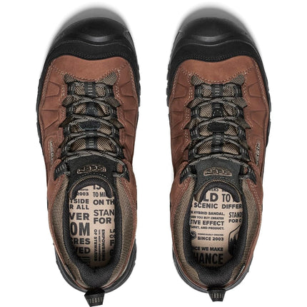 KEEN Men's Targhee 4 Low Height Durable Comfortable Waterproof Hiking Shoes, Bison/Black, 7.5 Wide CA