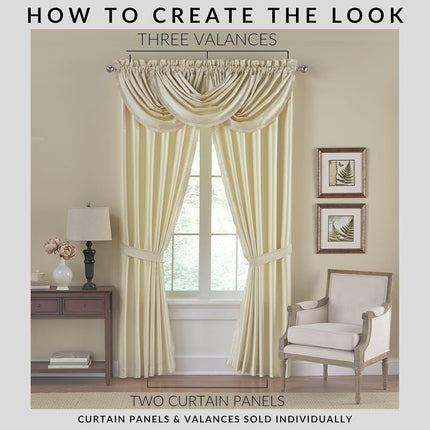 Elrene Home Fashions Versailles Faux-Silk Room-Darkening Curtain Panel, Blackout Curtain with Rod Pocket, 52 Inches by 95 Inches, Ivory, 1 Panel
