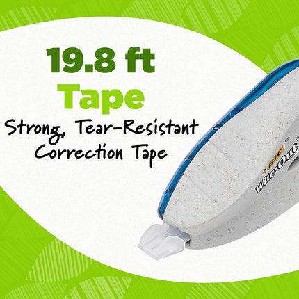 BIC Ecolutions Wite-Out Brand Correction Tape, 19.8 Feet, 2-Count Pack, Correction Tape Made from 56% Recycled Plastic