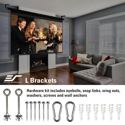 Elite Screens ZVMAXLB6-B Manual/Spectrum/VMAX2 6-inch Wall and Ceiling Hanging L-Brackets, Black