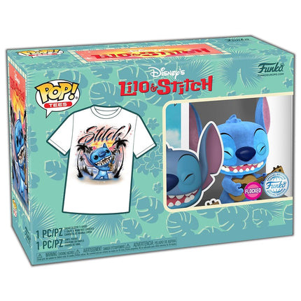 Funko POP! & Tee: Lilo & Stitch - Ukelele Stitch - Flocked - Extra Large - (XL) - T-Shirt - Clothes With Collectable Vinyl Figure - Gift Idea - Toys and Short Sleeve Top for Adults Unisex Men