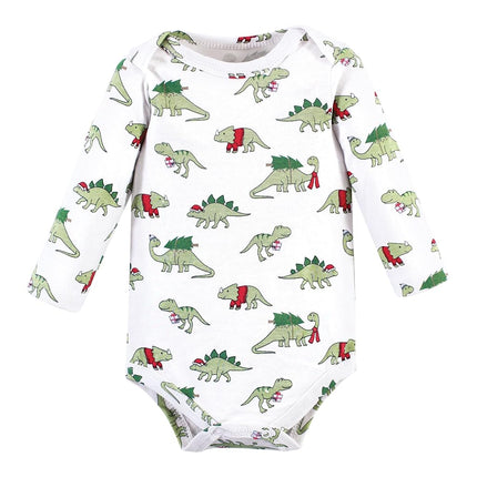 Hudson Baby Lot de bodies à manches longues et de pantalons unisexes pour bébé, motif Christmasaurus, 0-3 mois