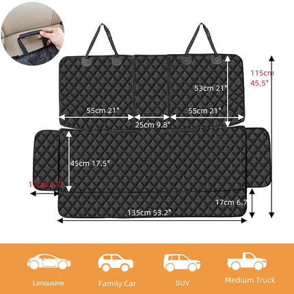 ANOSOSPECIAL Dog Car Seat Cover for Back Seat Cover for Kids ISOFIX,Non Stick Fur Rear Seat Protector for Pet,Nonslip Waterproof Durable Interior Backseat Covers for Auto Van SUV(Large,Black)