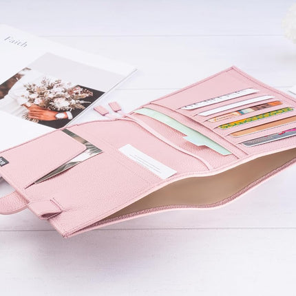 Ox Knight B6 Leather Planner Cover for Stalogy, Midori, Leuchtturm1917, and More - with Pen Loop, Card Slots, Back Pocket, and Bookmarks (Pink)