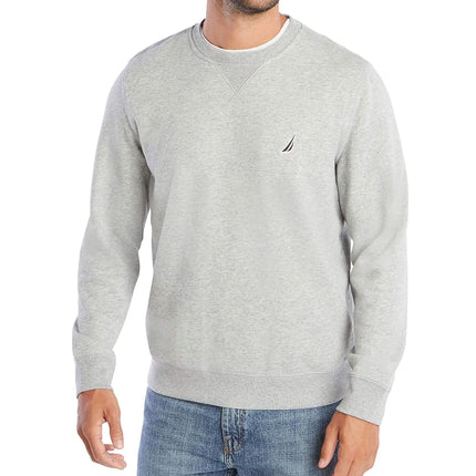 Nautica Men's Basic Crew Neck Fleece Sweatshirt, Grey Heather, Small