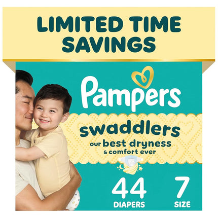 Pampers Pañales de Bebé - Swaddlers - Talla 7, 44 Unidades, Pañal Desechable para Bebés Ultra Absorbente