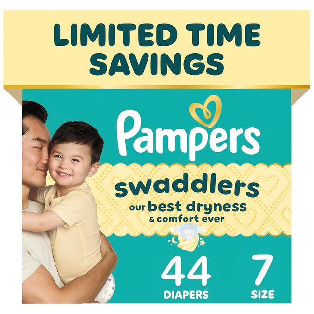 Pampers Baby Diapers - Swaddlers - Size 7, 44 Count, Ultra Absorbent Disposable Infant Diaper