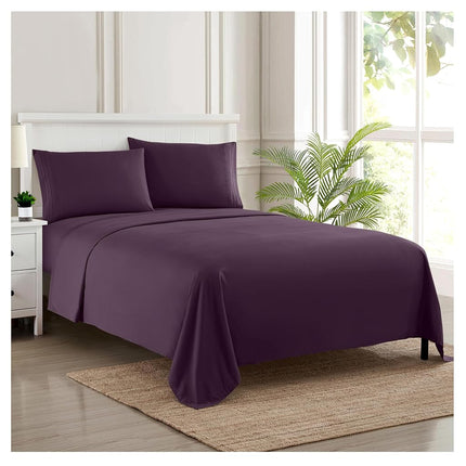 Parure de draps collection 1800 Supreme – Draps en microfibre brossée douce de qualité égyptienne – Parure de lit de luxe avec drap plat, drap-housse et 2 taies d'oreiller