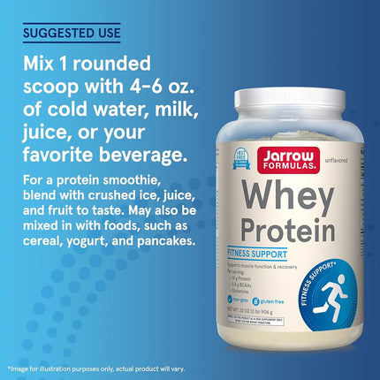 Jarrow Formulas Whey Protein, Supports Muscle Development, Unflavored, 32 oz.
