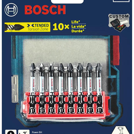 BOSCH CCSPH2208 8-Pack 2 in. Impact Tough Phillips P2 Power Bits with Clip for Custom Case System
