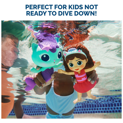 SwimWays Gabby s Dollhouse Floatin' Figures, Swimming Pool Accessories & Kids Pool Toys, Party Supplies & Water Toys for Kids Aged 3 & Up, Gabby & Mercat 2-Pack