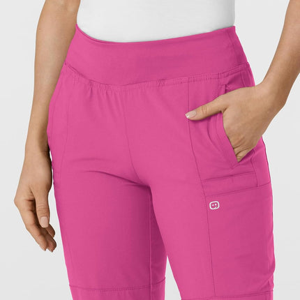 WonderWink Women's Comfort Waist Cargo Jogger Pant, Hot Pink, 1X Tall