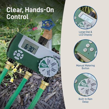 ORBIT 3-Outlet Hose Watering Timer, Green
