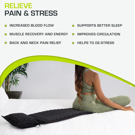 ProsourceFit Ki Acupressure Mat and Pillow Set with 100% Natural Linen for Back/Neck Pain Relief and Muscle Relaxation, Bahama Blue
