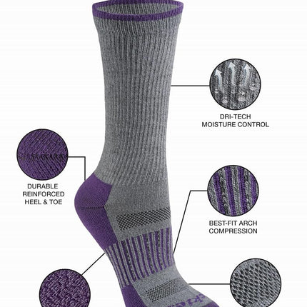 Dickies Women's Dri-tech Essential Moisture Control Crew Socks, Available in S-XL (6, 12 Pairs), Dark Fashion Assort (6 Pairs), M