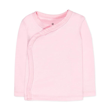 HonestBaby Baby 3-Pack Organic Cotton Long Sleeve Side-snap Kimono Tops, Pink Ombre, 3-6 Months
