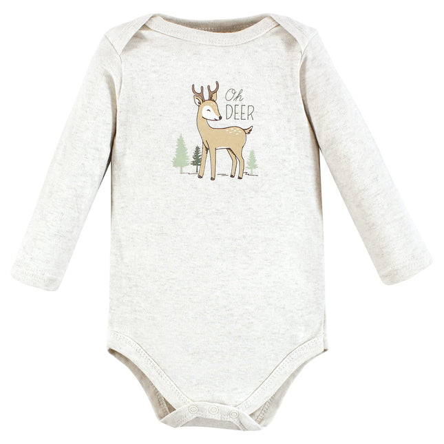 Hudson Baby unisex-baby Cotton Long-sleeve Bodysuits, Forest Deer, 18-24 Months