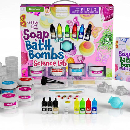 Soap & Bath Bomb Making Kit for Kids - All Inclusive Soap Making Kit to Make Your Own Bath Bombs, Soap & Bath Scrubs : 3-in-1 Spa Science Kit For Kids : Kids Science Kit - Gift for Girls and Boys