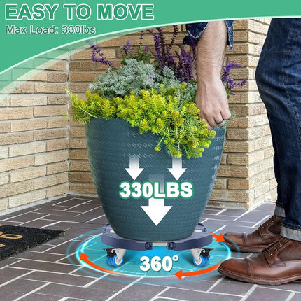 sanyi Plant Caddy with Wheels, 15-22" Adjustable Plant Stand with Wheels