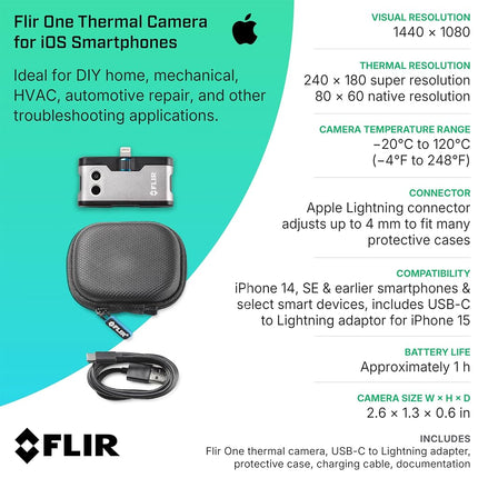 Flir One Thermal Imaging Camera for iPhone Lightning, 240x180 MSX