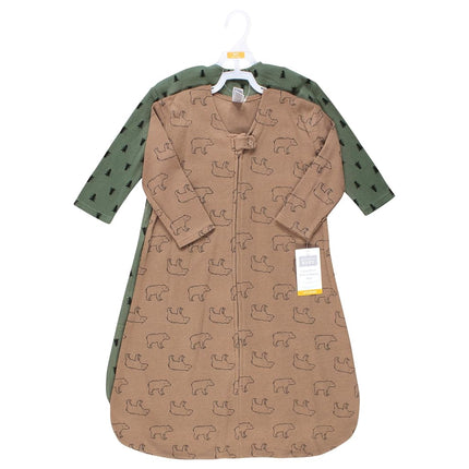 Hudson Baby Unisex Bebé Térmico Manga Larga Saco de Dormir 2 Unidades, Oso Árbol, 12-18 Meses