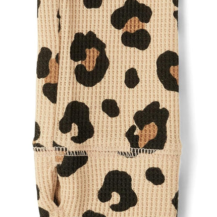The Children's Place Girls' Basic Long Sleeve Thermal Henley Tops, Cheetah Print, XX-Large