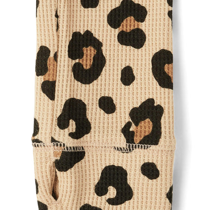 The Children's Place Girls' Basic Long Sleeve Thermal Henley Tops, Cheetah Print, XX-Large