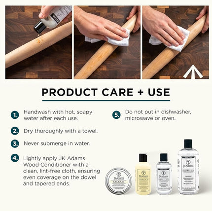 J.K. Adams Maple French Rolling Pin, Brown