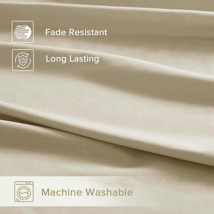Comfort Spaces 100% Cotton Sheets Twin, Breathable & Ultra Soft Cotton Sheets, Naturally Cool Cotton Bed Sheets with 12" Elastic Pocket Fits up to 14" Mattress, All Seasons Sheet Set, Cream 3 Piece