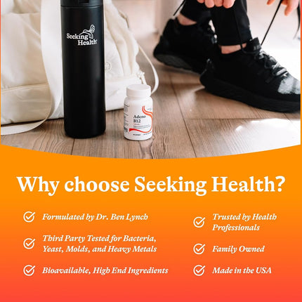 Seeking Health | Adeno B12 Supplement | 3,000 mcg Adenosylcobalamin | 60 Vitamin B12 Lozenges | Free of Common Allergens and Magnesium Stearate
