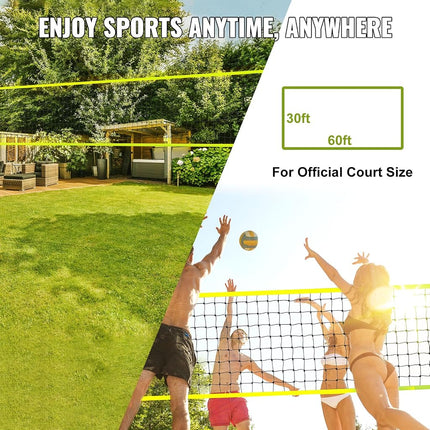 VEVOR Outdoor Portable Volleyball Net System, Adjustable Height Steel Poles, Professional Volleyball Set with PVC Volleyball, Pump, Carrying Bag, Heavy Duty Volleyball Net for Backyard, Beach, Lawn
