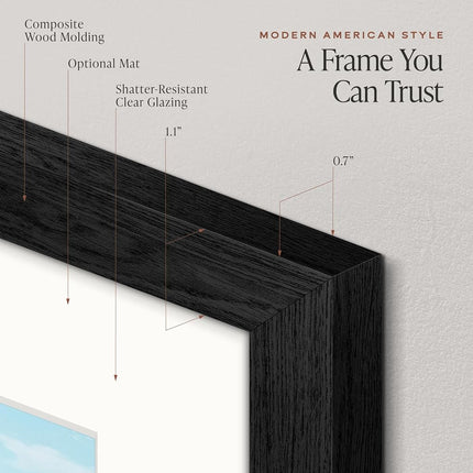 Americanflat 20x24 Poster Frame - Black Engineered Wood with Polished Plexiglass - Matted to 16x20 Photo Size - Hudson Collection - Wide Picture Frame for Wall Display - Black