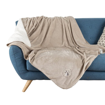 Petmaker Waterproof Blanket for Dogs and Cats - Reversible 50x60 Throw for Couch, Bed, or Car Protection Against Spills, Stains, and Pet Fur (Tan)
