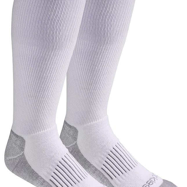 Dickies Men's Light Compression Comfort Over-The-Calf Socks, Available in M-XXL (2, 4 Pairs), White (2 Pairs), Large