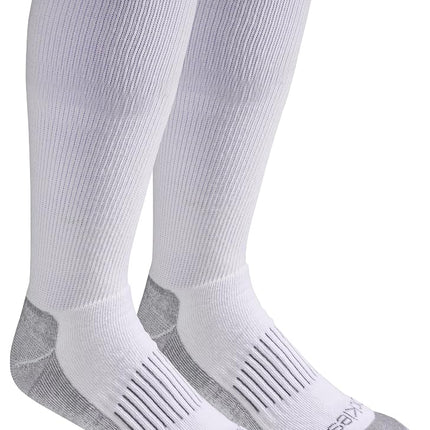 Dickies Men's Light Compression Comfort Over-The-Calf Socks, Available in M-XXL (2, 4 Pairs), White (2 Pairs), Medium