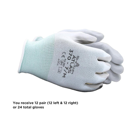 SHOWA Atlas 370B Nitrile Palm Coated General Purpose Work Glove with Nylon Liner, Black, Medium (1 Pair)