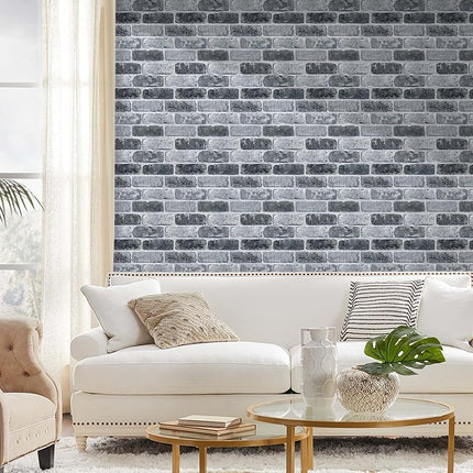 COMSTICKC 3D Brick Wall Panels, Peel and Stick Brick Tiles (Whitewash Gray -2)