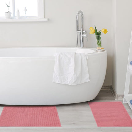 Superior Lined Bath Mat Set, 100 Percent Combed Cotton, Rosewood, 22 x 35-Inch, 2-Piece