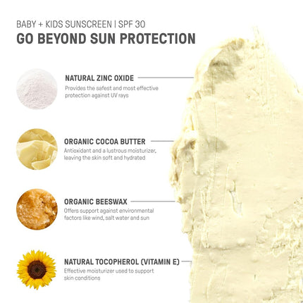 Raw Elements Baby + Kids SPF 30 Organic Sunscreen Lotion Non-Nano Zinc Oxide, Reef-Safe, Cruelty-Free, Gentle and Moisturizing, Zero Waste Tin, 3oz